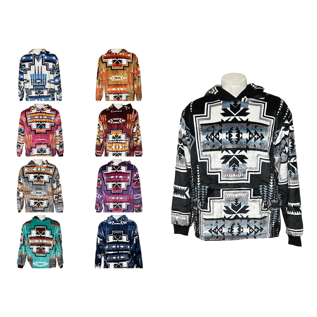 Geo-Storm Satin-Touch Southwestern Style Hoodie