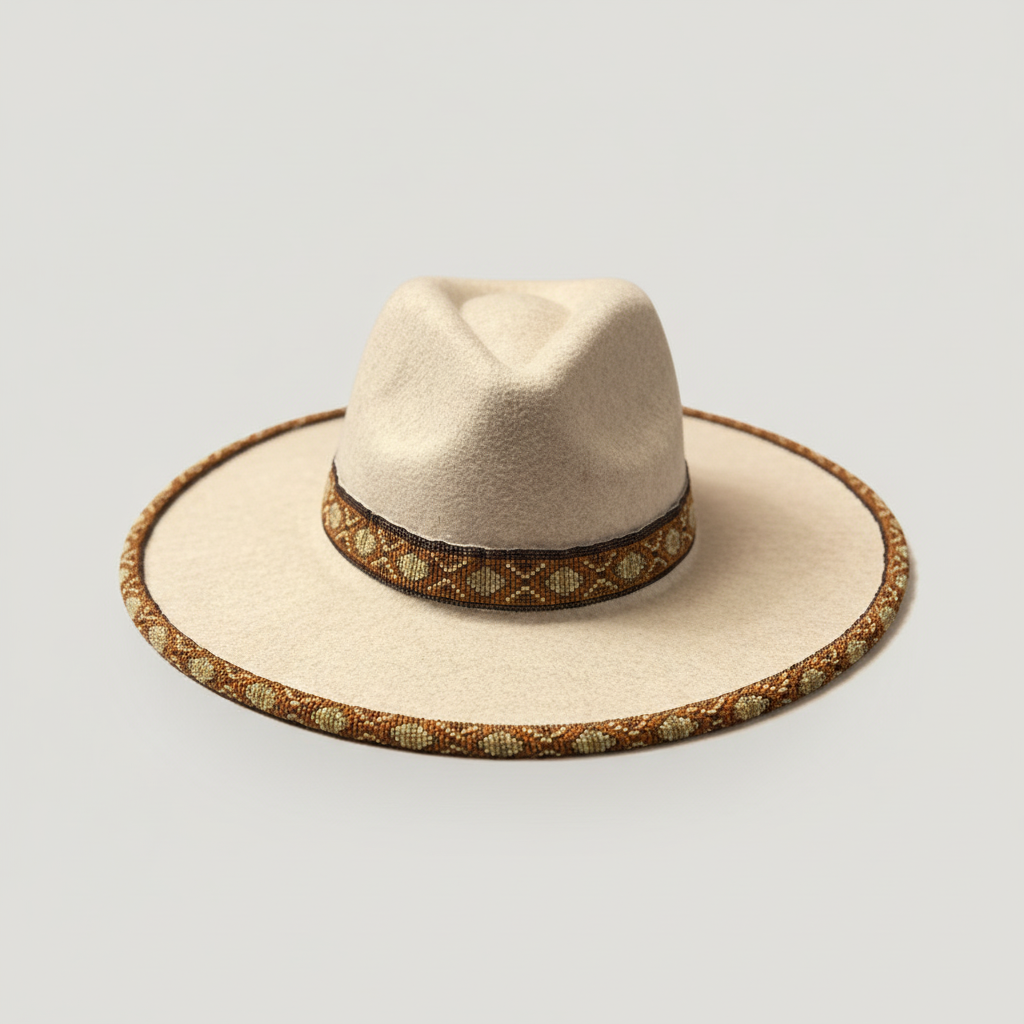 Sandstone Ridge Hand-Beaded Felt Flat-Brim Hat
