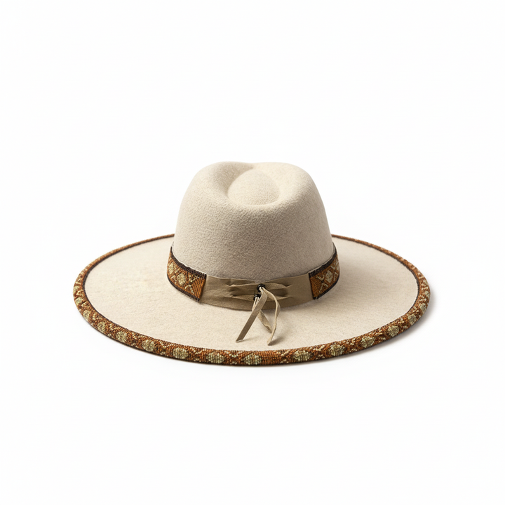 Sandstone Ridge Hand-Beaded Felt Flat-Brim Hat