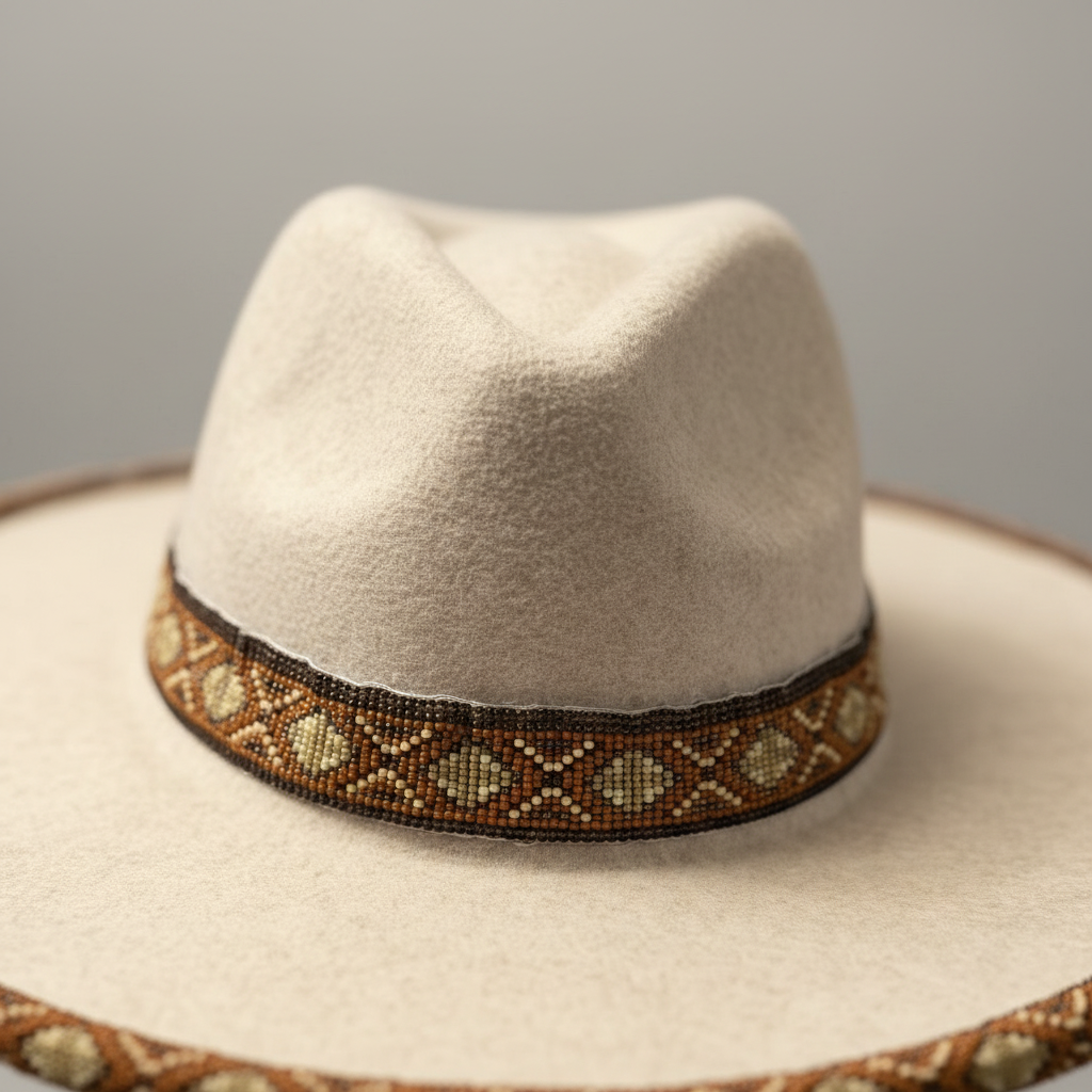 Sandstone Ridge Hand-Beaded Felt Flat-Brim Hat
