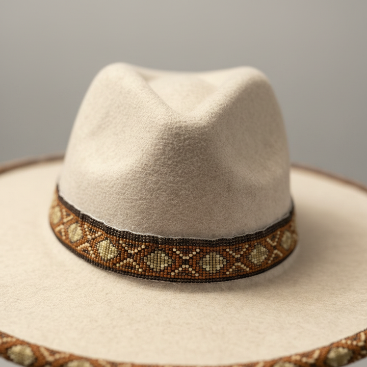 Sandstone Ridge Hand-Beaded Felt Flat-Brim Hat