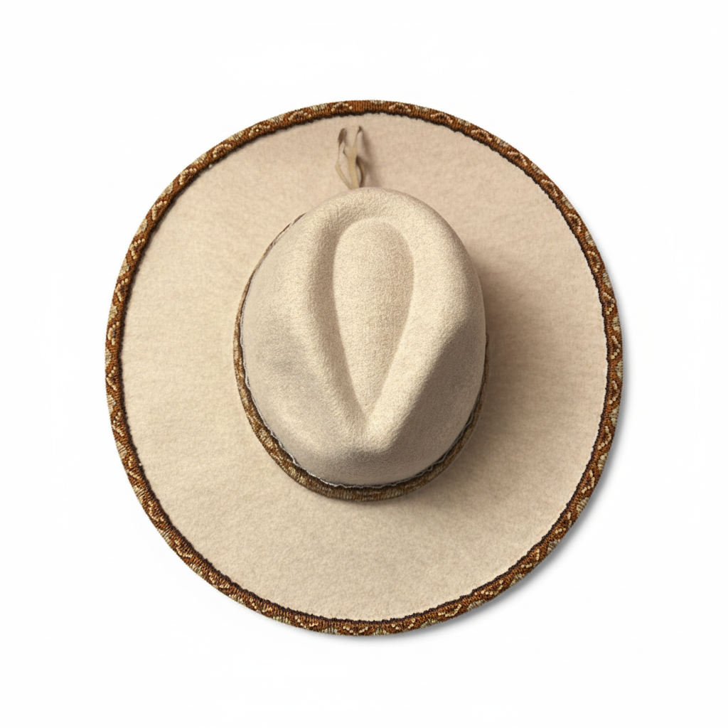 Sandstone Ridge Hand-Beaded Felt Flat-Brim Hat