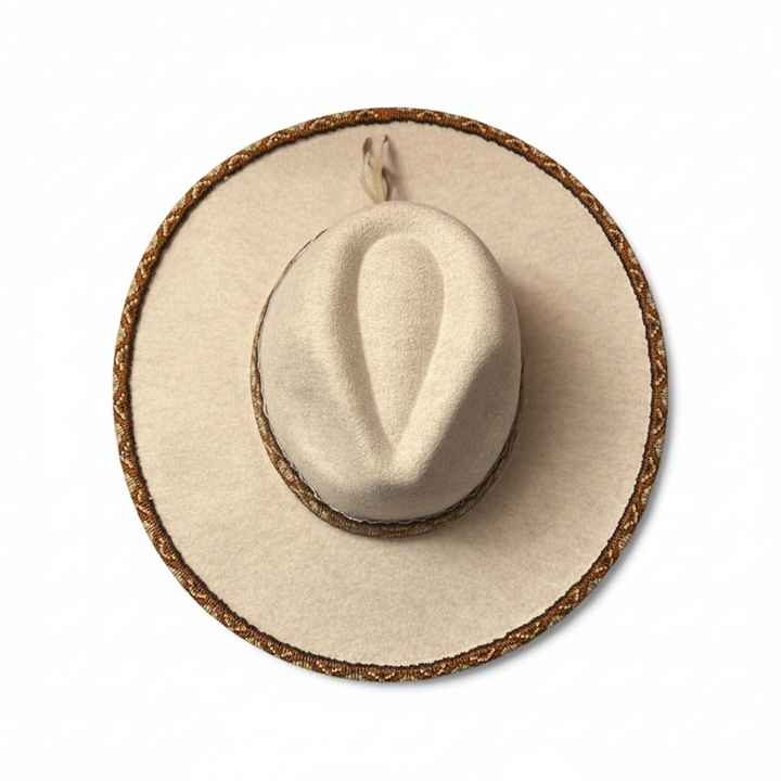 Sandstone Ridge Hand-Beaded Felt Flat-Brim Hat