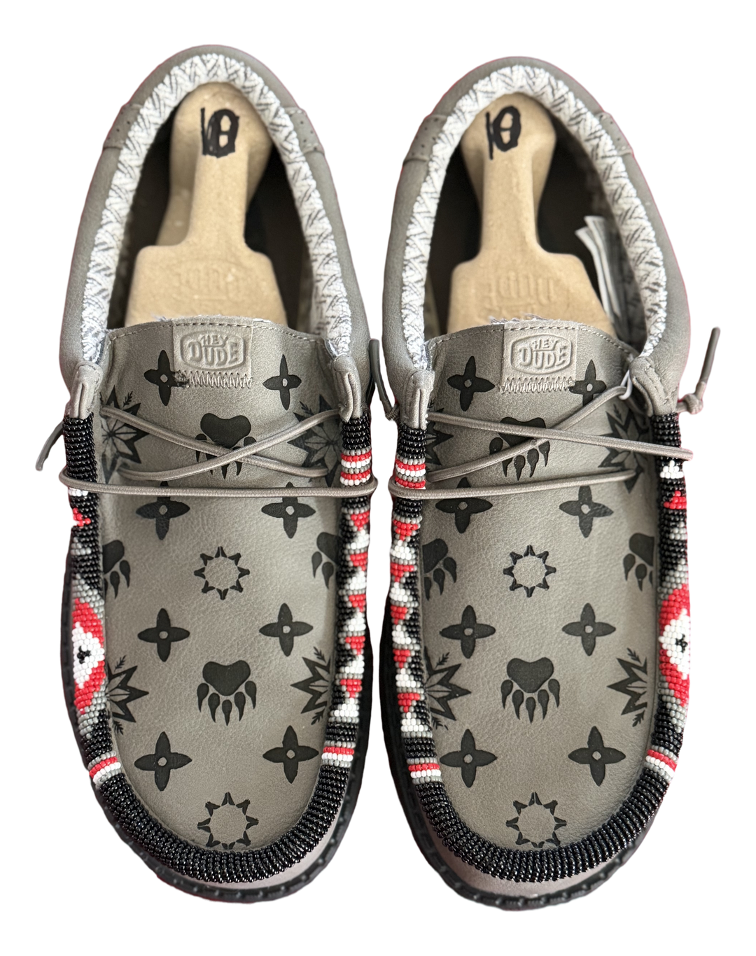 Men’s Hand-Beaded Hey Dude Laser Series Gray Slip-On Shoes, Size 10