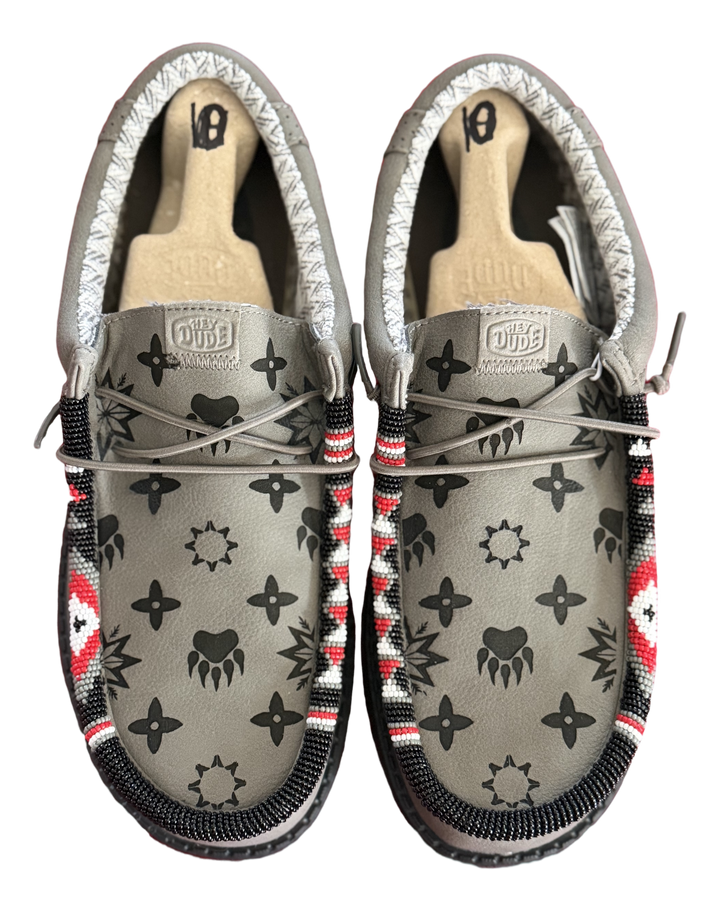 Men’s Hand-Beaded Hey Dude Laser Series Gray Slip-On Shoes, Size 10