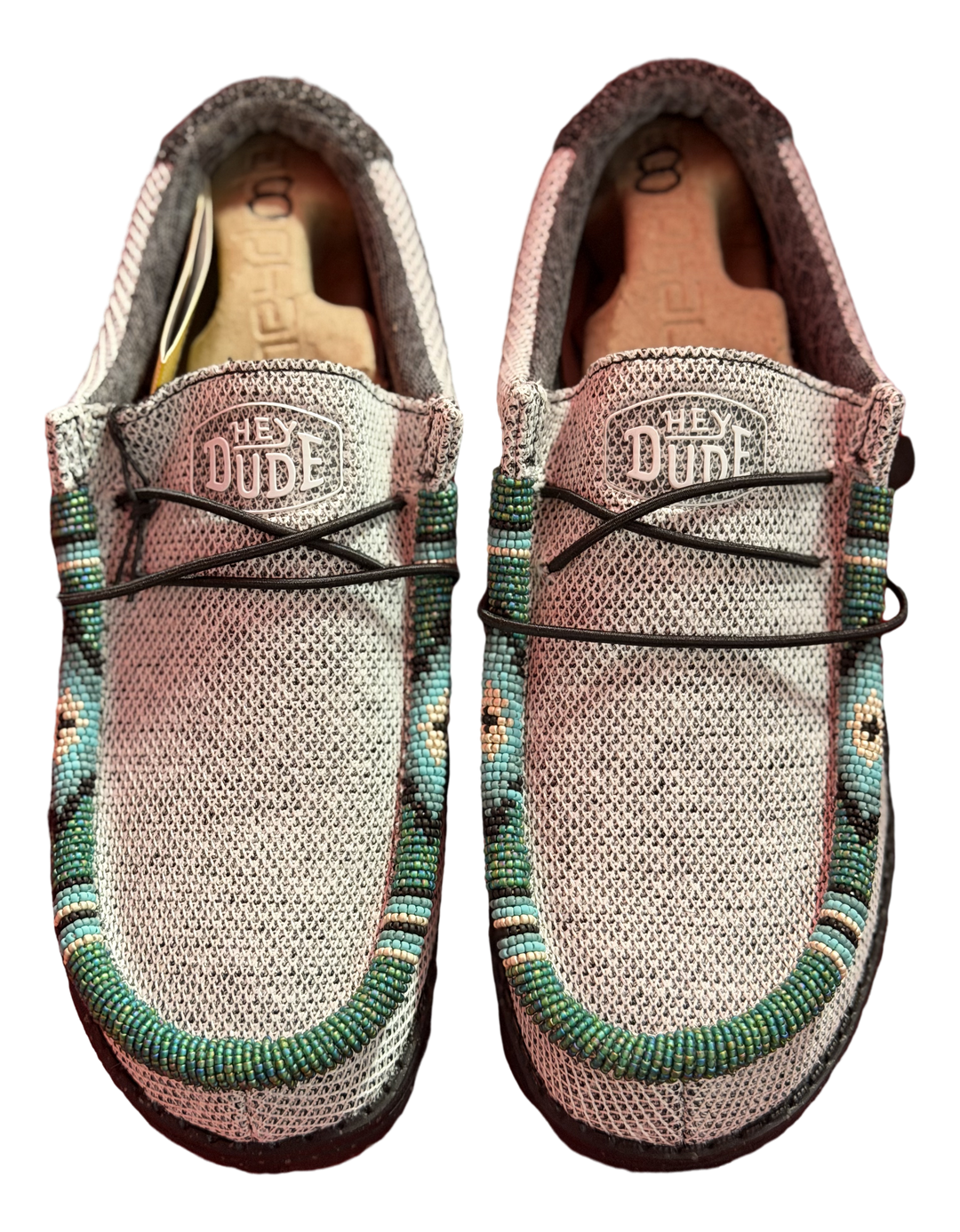 Men’s Hand-Beaded Hey Dude Mesh Gray Slip-On Shoes, Size 8