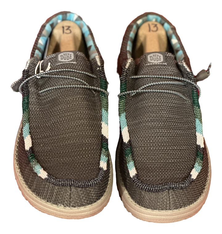 Men’s Hand-Beaded Hey Dude Mesh Gray / Blue Slip-On Shoes, Size 13