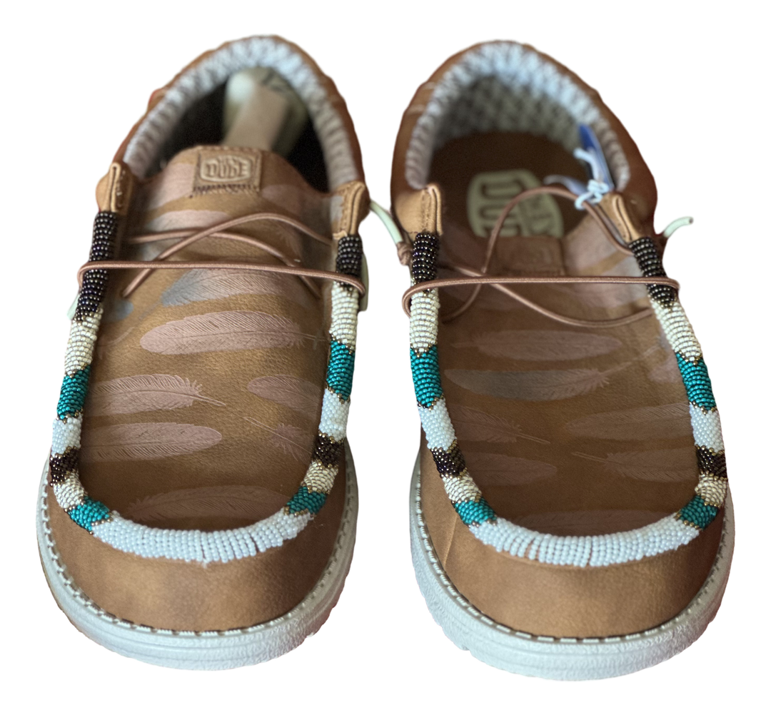 Men’s Hand-Beaded Hey Dude Laser Series Brown Slip-On Shoes, Size 12