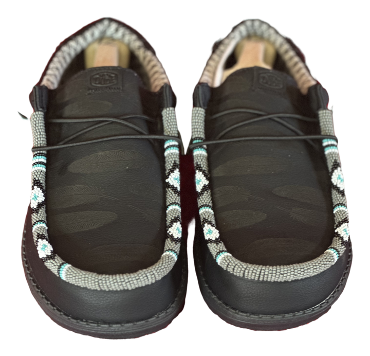 Men’s Hand-Beaded Hey Dude Laser Series Black Slip-On Shoes, Size 12
