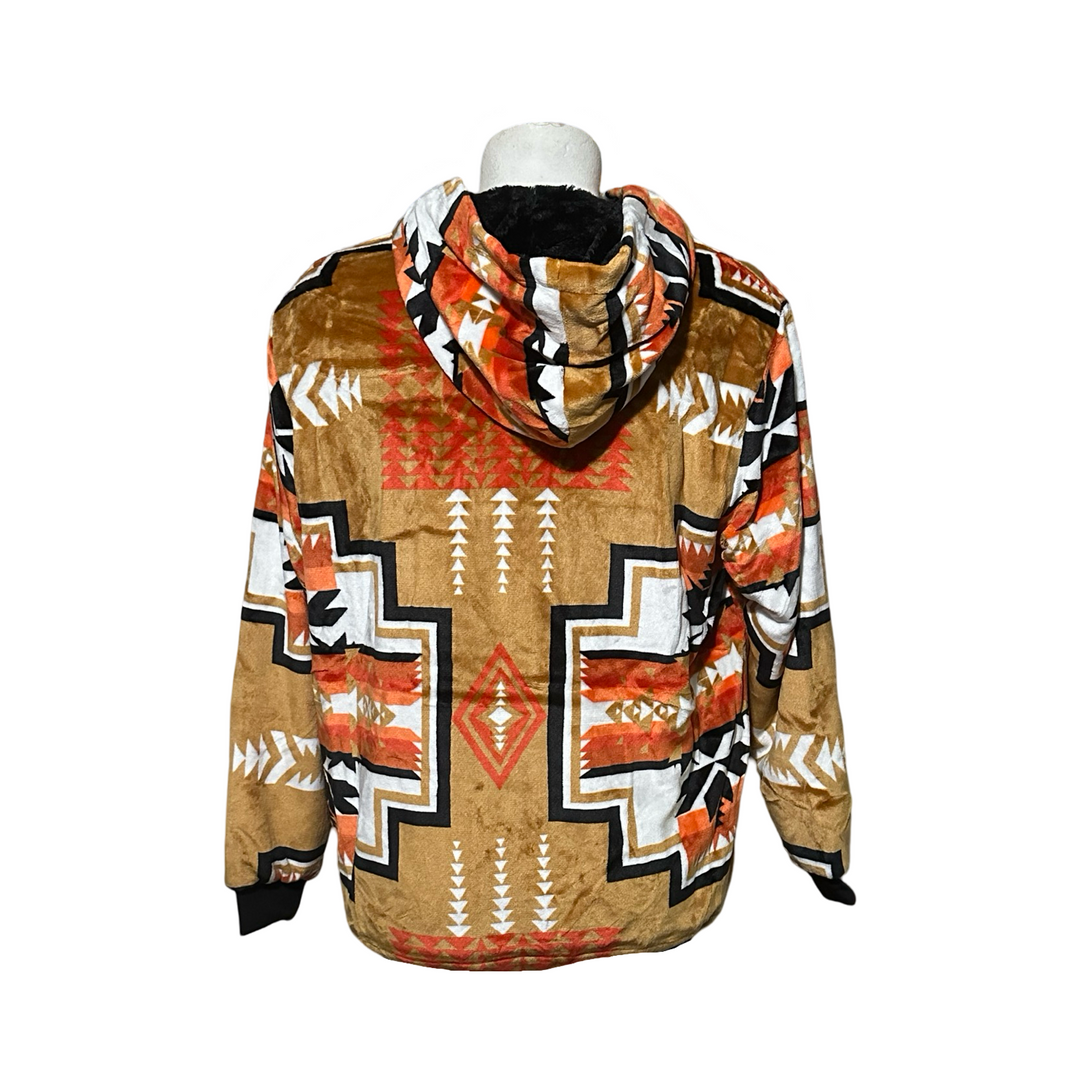 Geo-Storm Satin-Touch Southwestern Style Hoodie