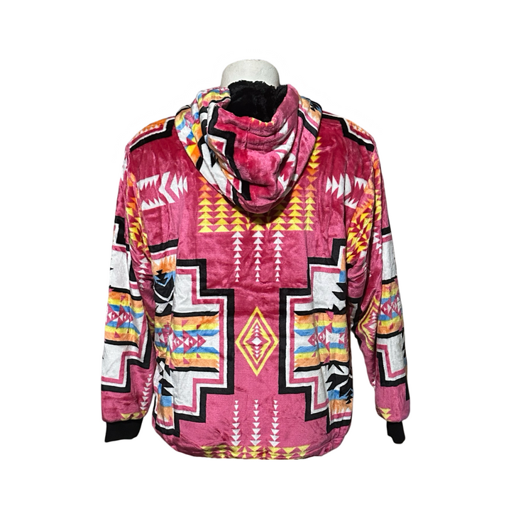 Geo-Storm Satin-Touch Southwestern Style Hoodie