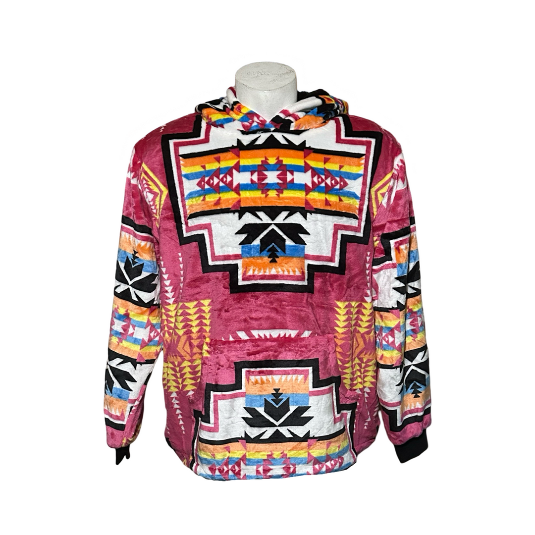 Geo-Storm Satin-Touch Southwestern Style Hoodie