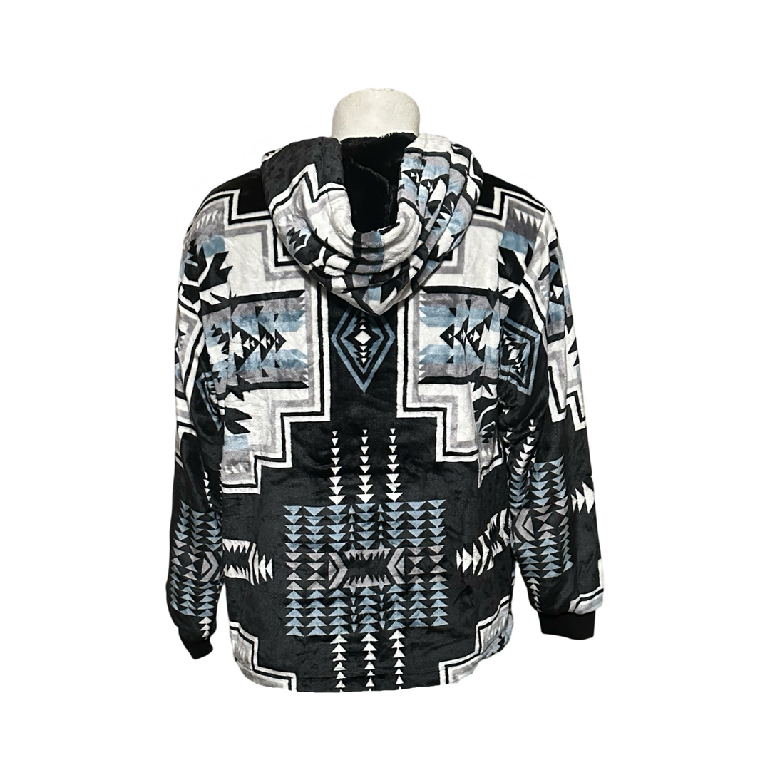 Geo-Storm Satin-Touch Southwestern Style Hoodie