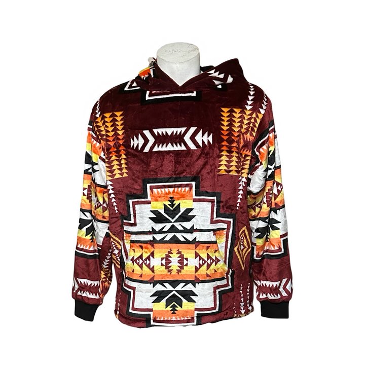 Geo-Storm Satin-Touch Southwestern Style Hoodie