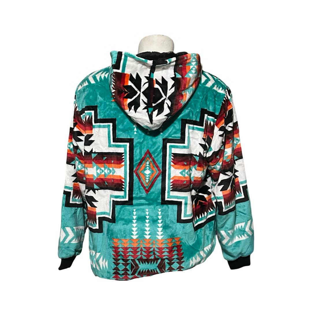 Geo-Storm Satin-Touch Southwestern Style Hoodie