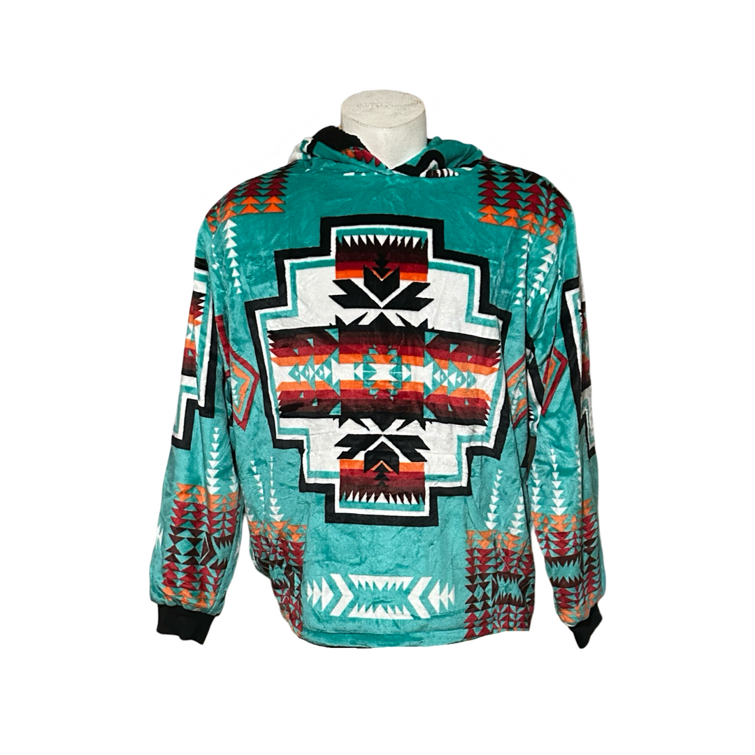 Geo-Storm Satin-Touch Southwestern Style Hoodie