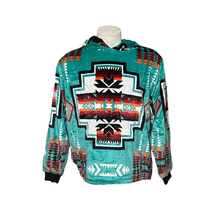 Geo-Storm Satin-Touch Southwestern Style Hoodie