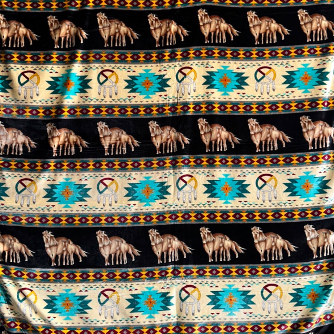 Horse Native-Inspired Double-Ply Satin-Touch Blanket