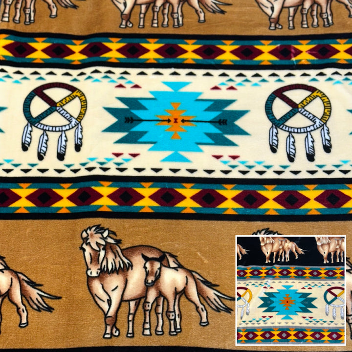 Horse Native-Inspired Double-Ply Satin-Touch Blanket
