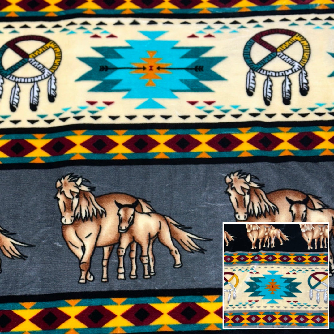 Horse Native-Inspired Double-Ply Satin-Touch Blanket