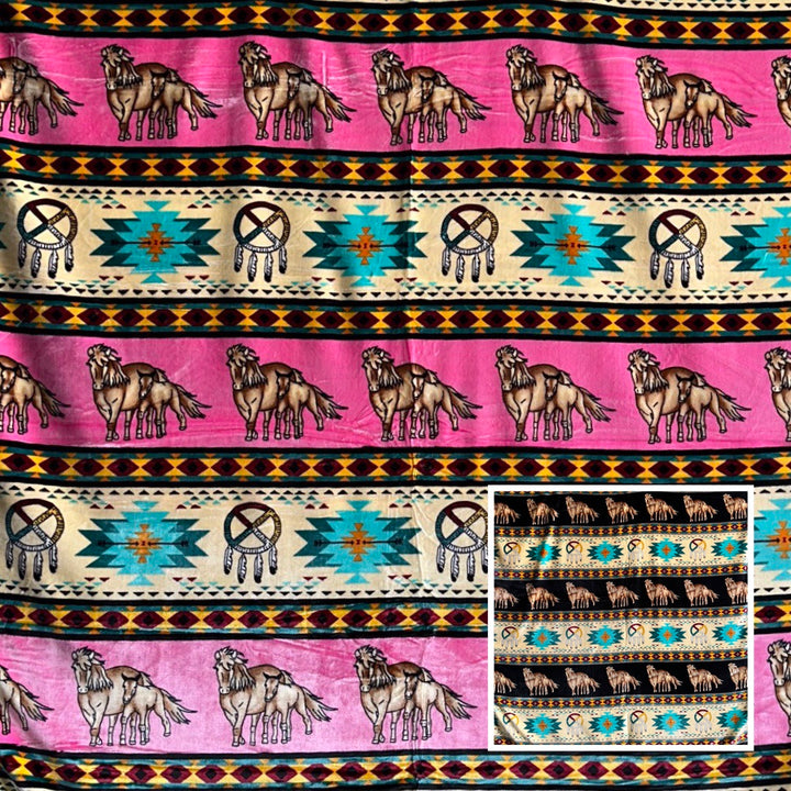Horse Native-Inspired Double-Ply Satin-Touch Blanket