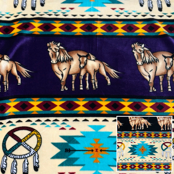 Horse Native-Inspired Double-Ply Satin-Touch Blanket