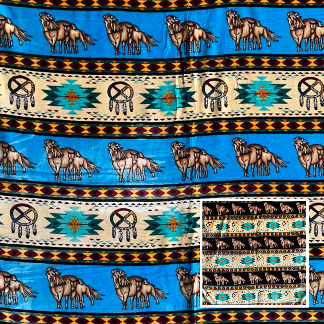 Horse Native-Inspired Double-Ply Satin-Touch Blanket