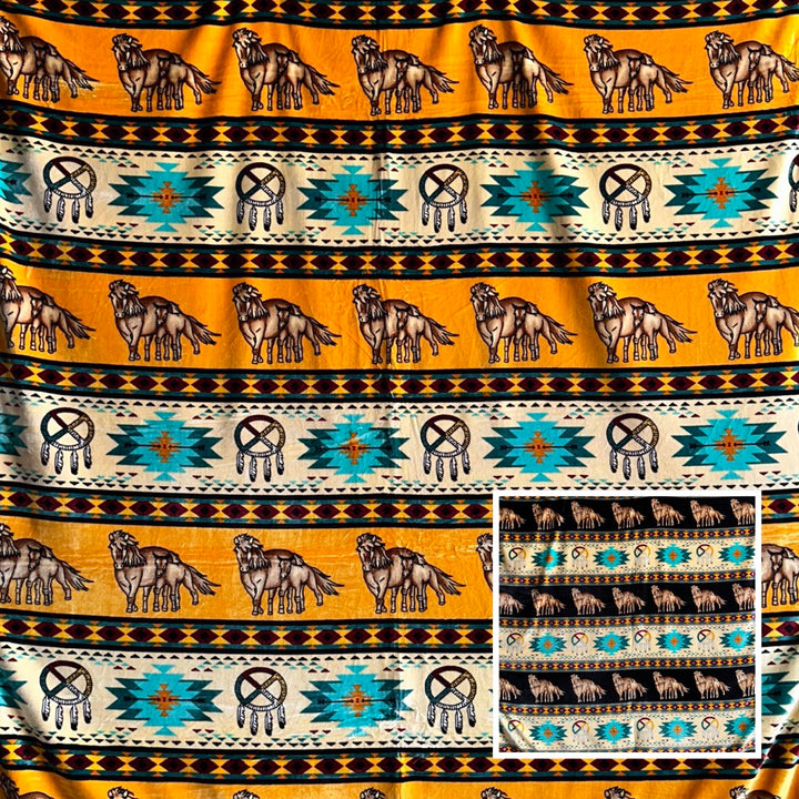 Horse Native-Inspired Double-Ply Satin-Touch Blanket