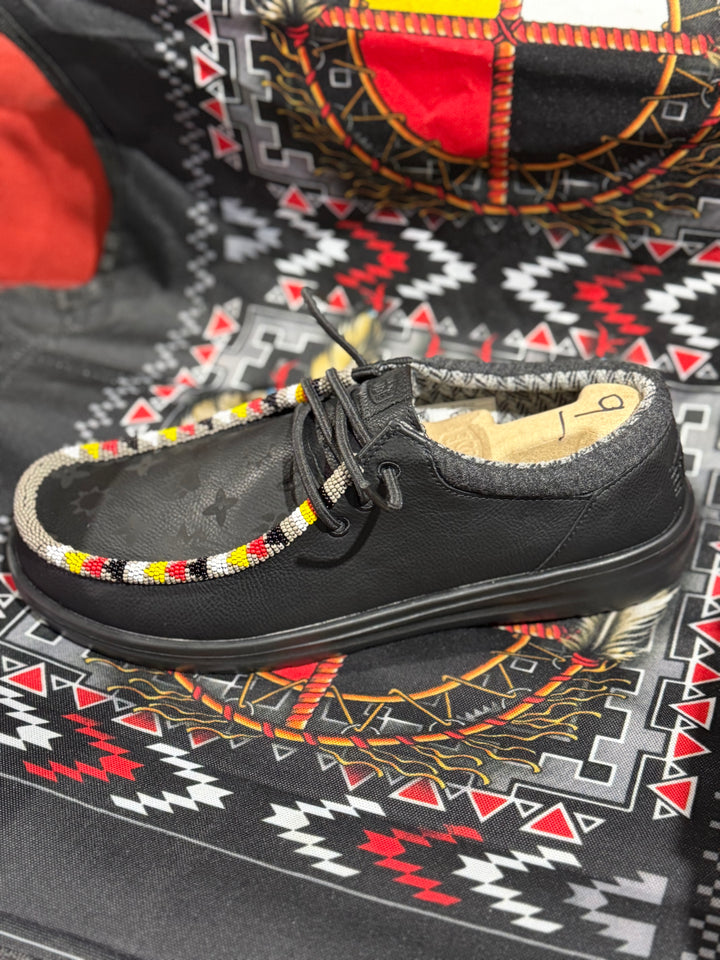 Men’s Hand-Beaded Hey Dude Laser Series Paul Black Slip-On Shoes, Size 9