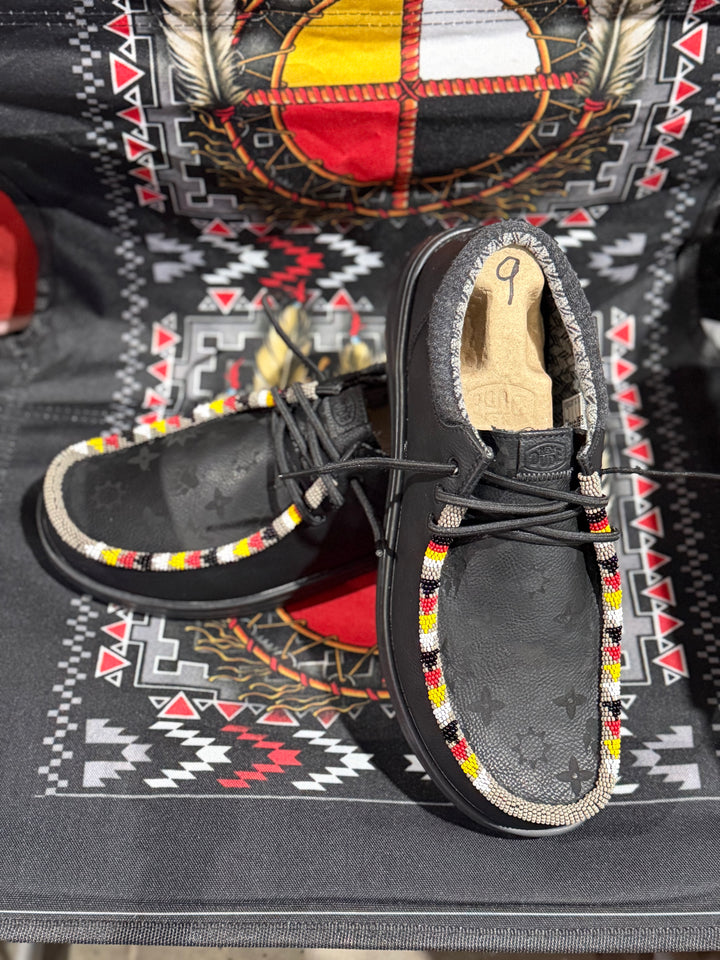 Men’s Hand-Beaded Hey Dude Laser Series Paul Black Slip-On Shoes, Size 9