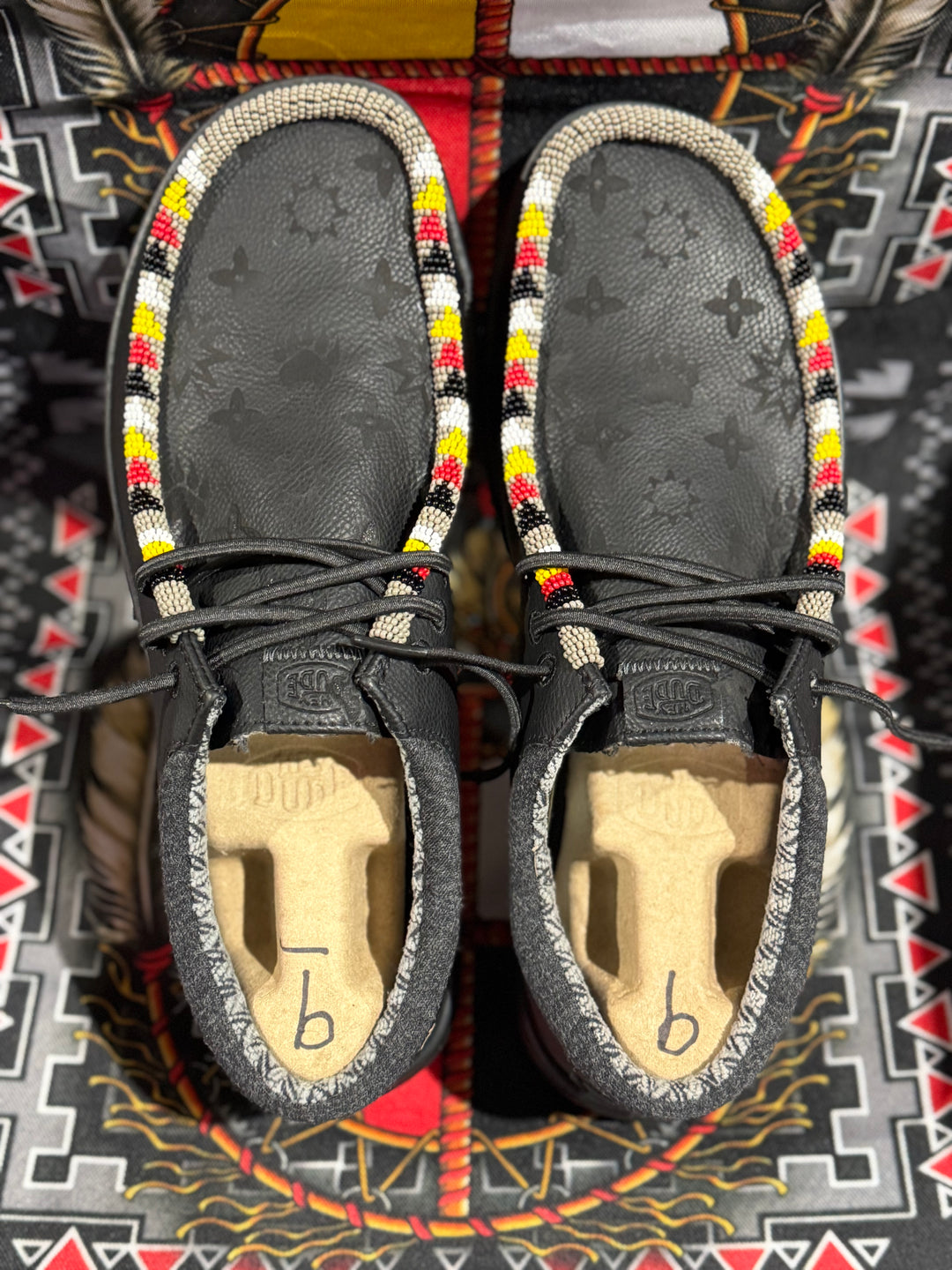 Men’s Hand-Beaded Hey Dude Laser Series Paul Black Slip-On Shoes, Size 9