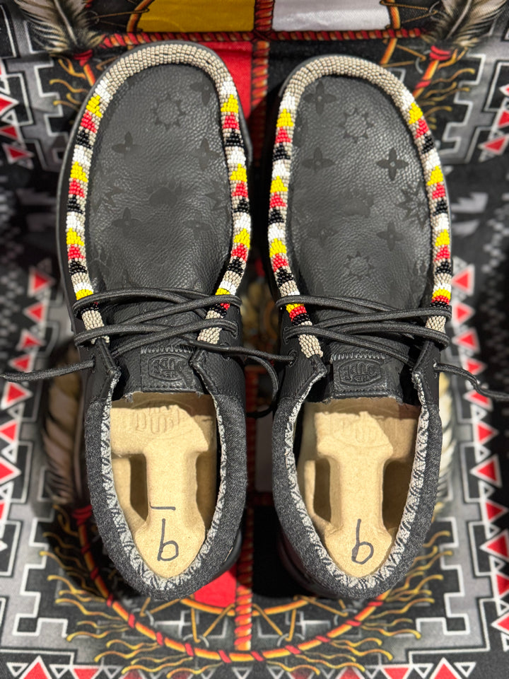 Men’s Hand-Beaded Hey Dude Laser Series Paul Black Slip-On Shoes, Size 9