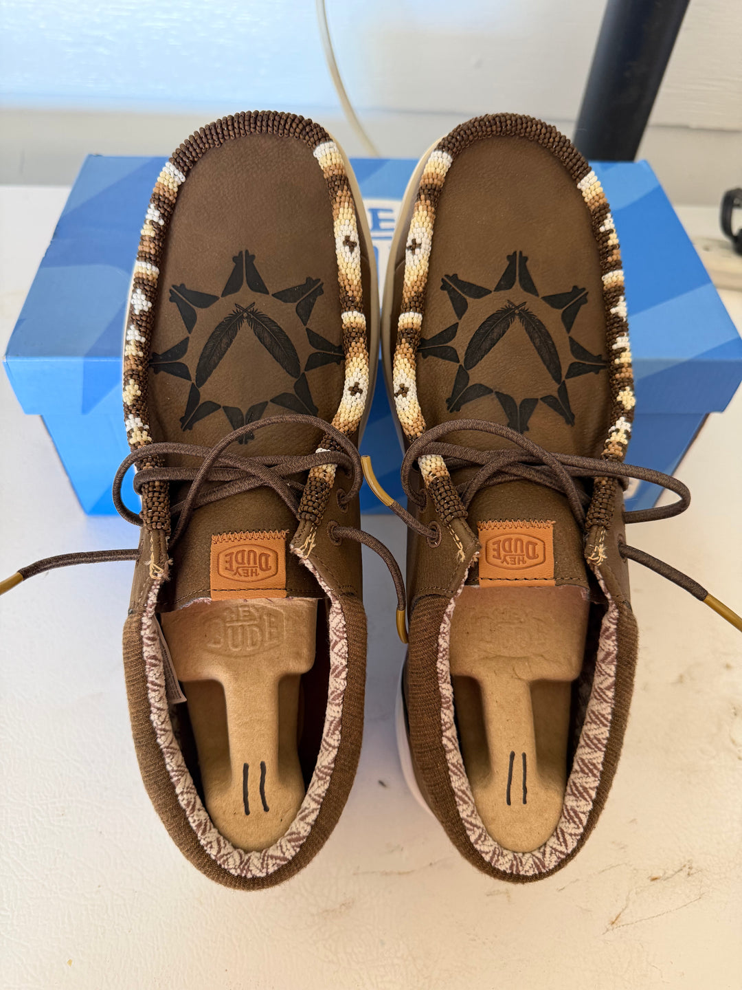 Men’s Hand-Beaded Hey Dude Laser Series Paul Brown Teepee Slip-On Shoes, Size 11