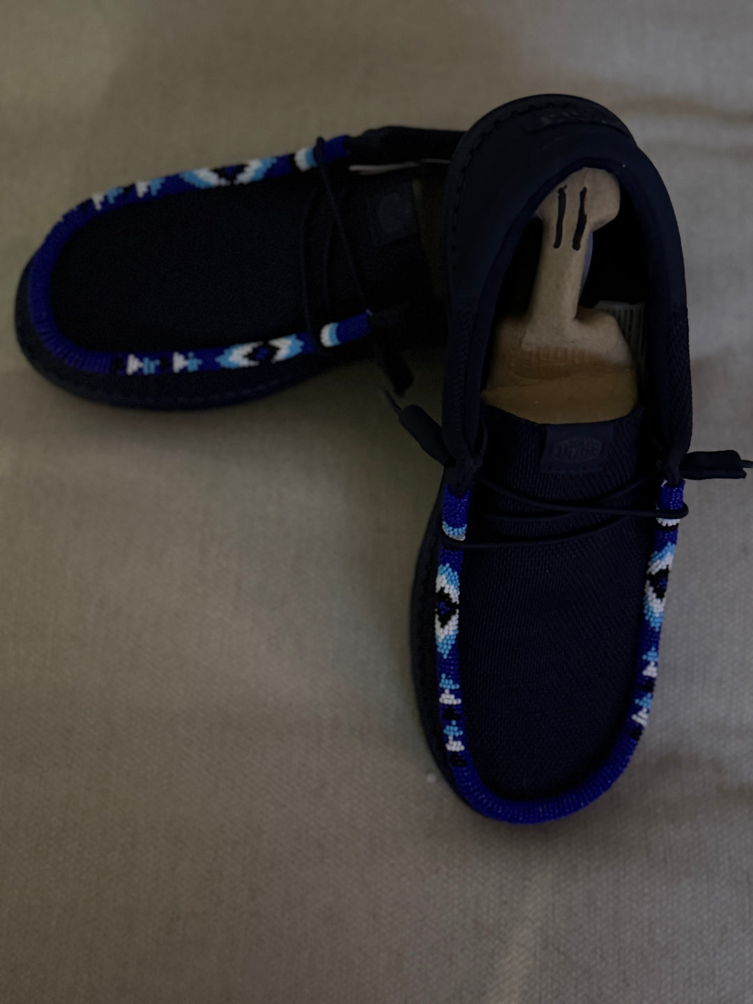 Men’s Hand-Beaded Hey Dude Mesh Black Slip-On Shoes, Size 11
