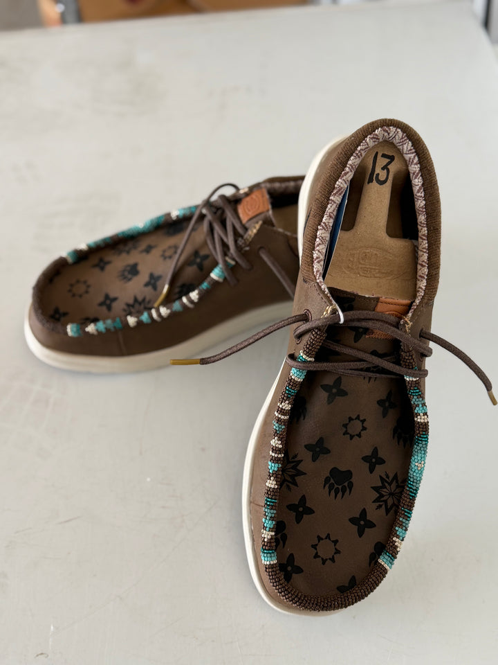 Men’s Hand-Beaded Hey Dude Laser Series Paul Brown Native Louie Slip-On Shoes, Size 13