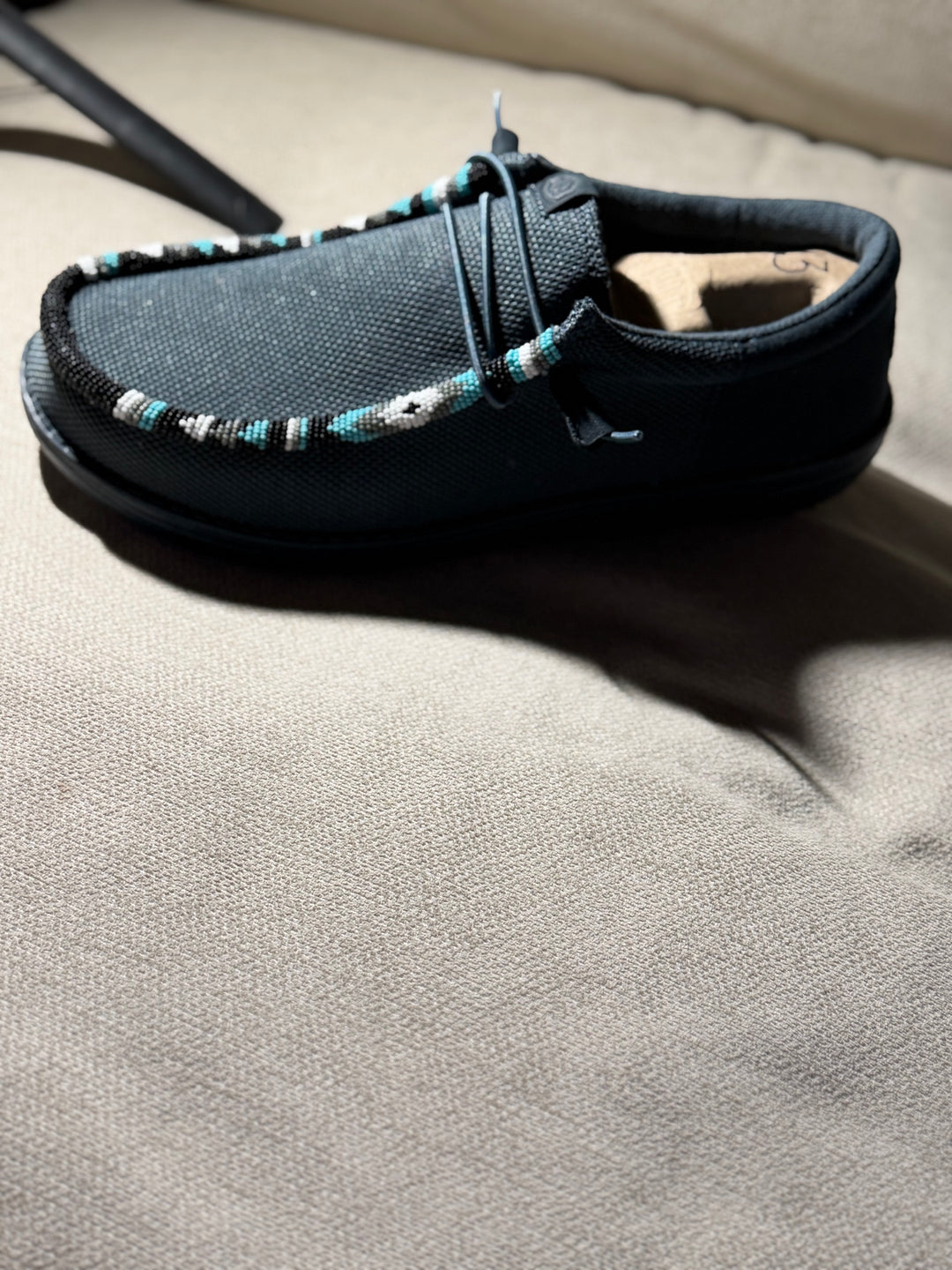 Men’s Hand-Beaded Hey Dude Mesh Gray Slip-On Shoes, Size 13