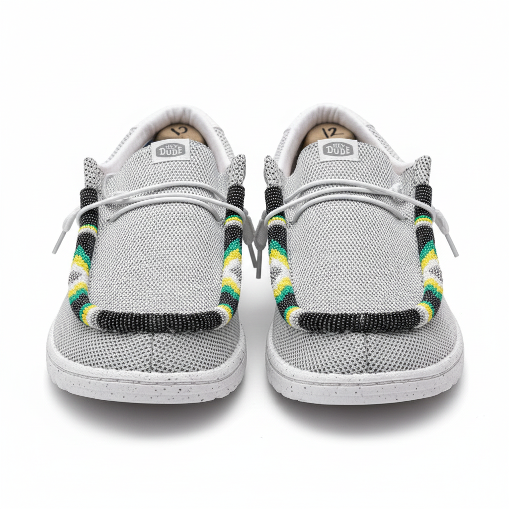 Men’s Hand-Beaded Hey Dude Mesh Gray Slip-On Shoes, Size 12
