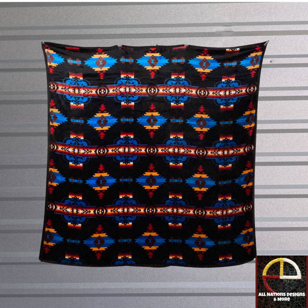Traditional Reversible Native-Inspired Satin-Touch Blanket