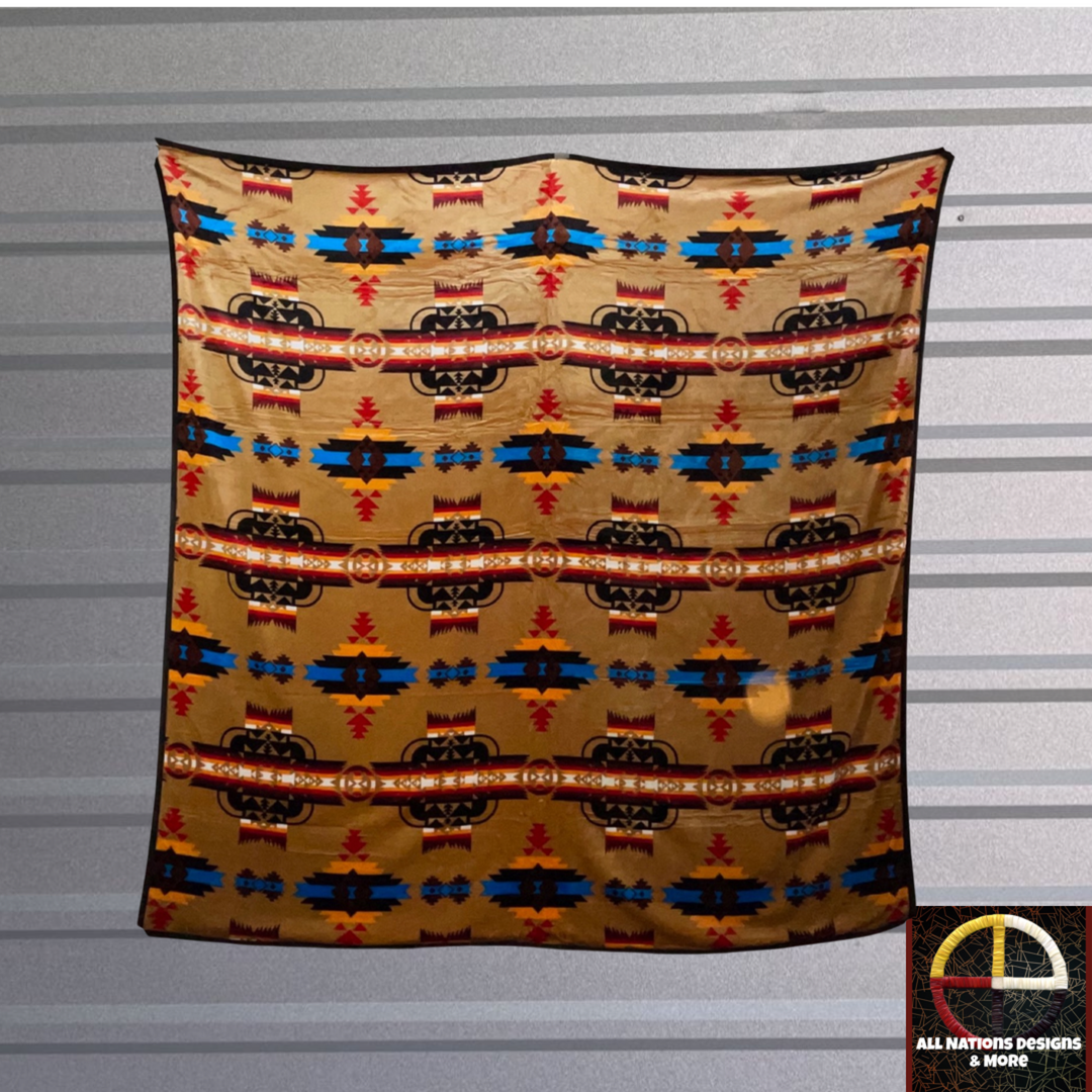 Traditional Reversible Native-Inspired Satin-Touch Blanket