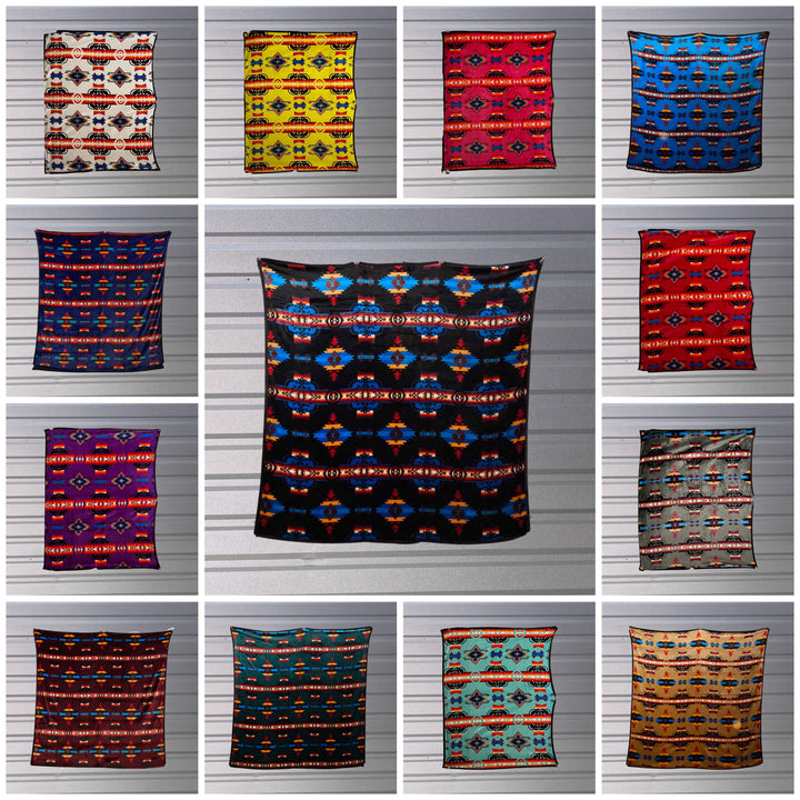 Traditional Reversible Native-Inspired Satin-Touch Blanket