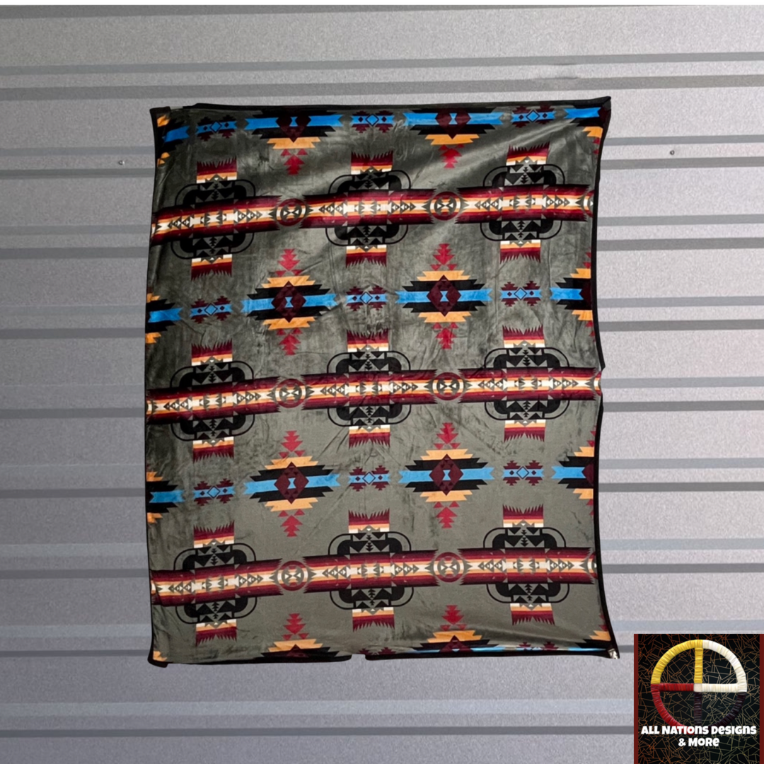 Traditional Reversible Native-Inspired Satin-Touch Blanket