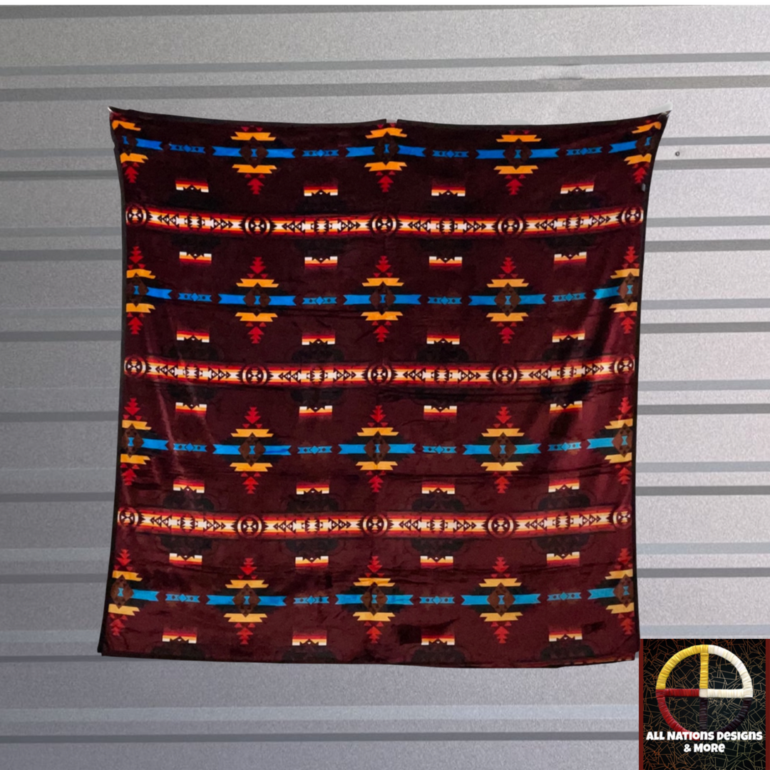 Traditional Reversible Native-Inspired Satin-Touch Blanket