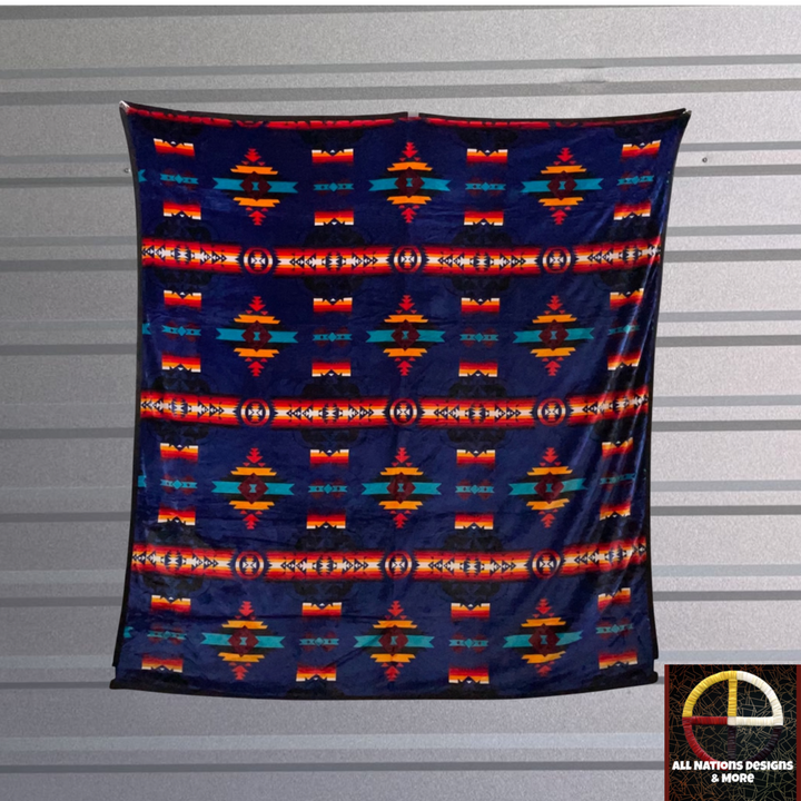 Traditional Reversible Native-Inspired Satin-Touch Blanket