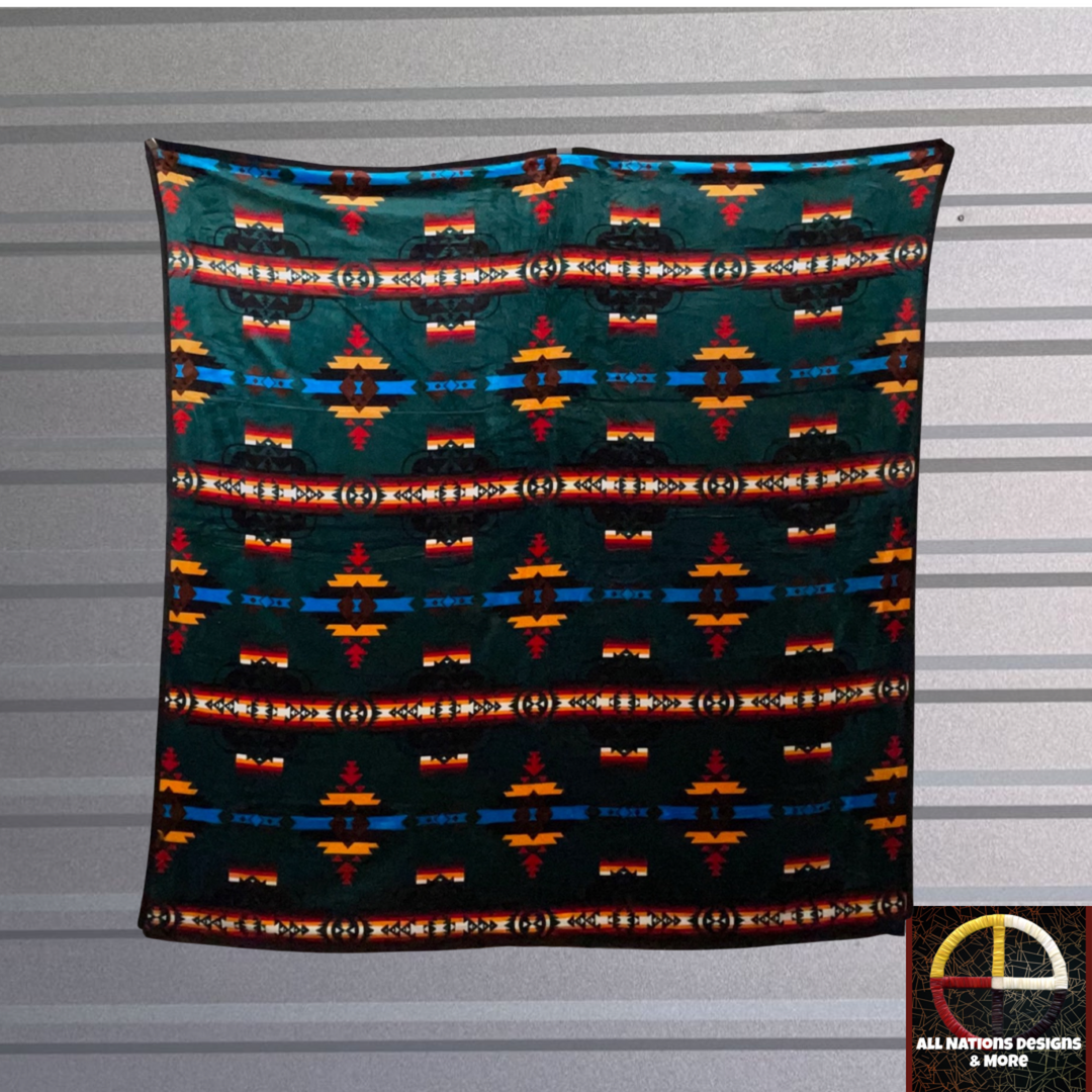 Traditional Reversible Native-Inspired Satin-Touch Blanket