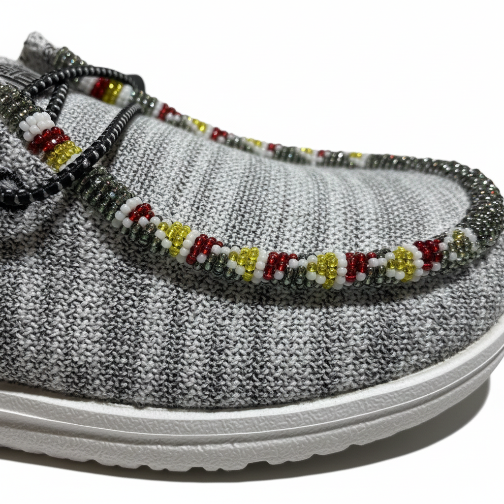 Women’s Hand-Beaded Hey Dude Mesh Yin-Yang Slip-On Shoes, Size 6