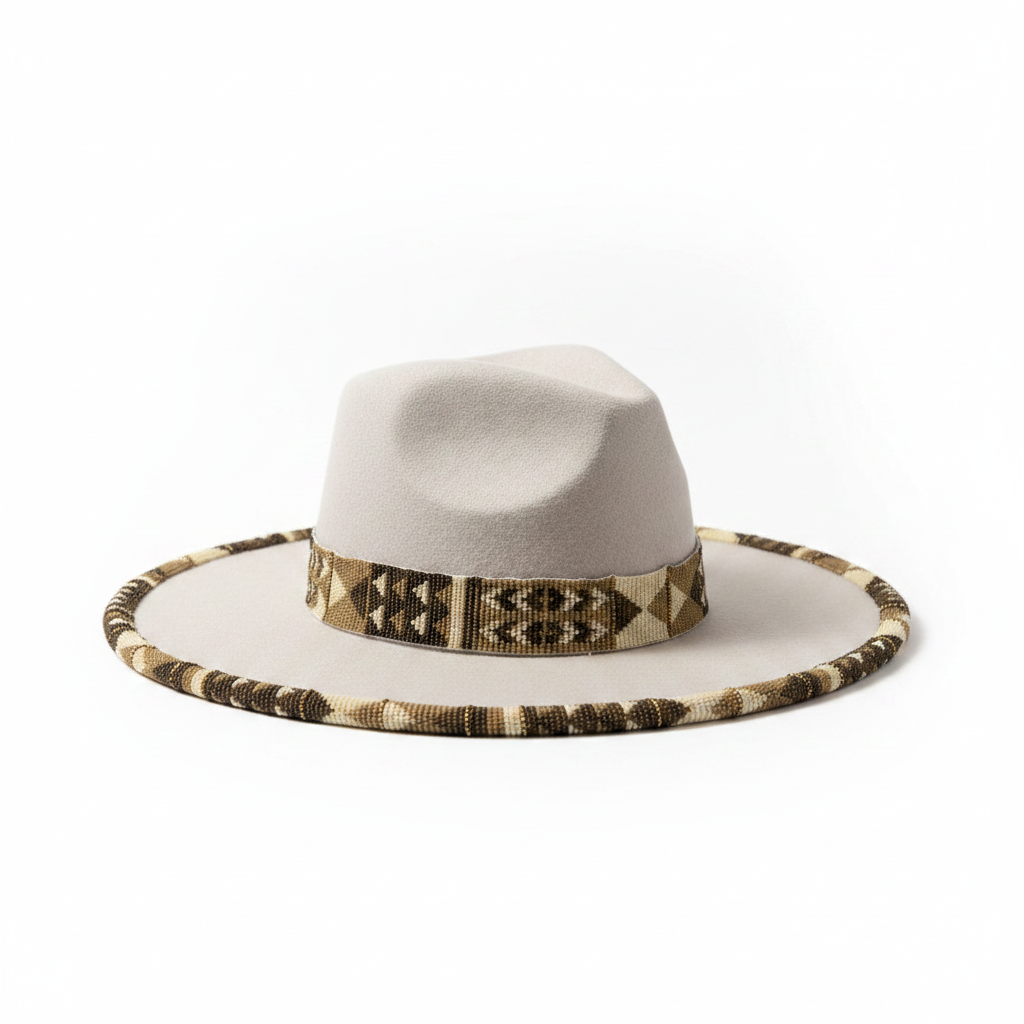 Canyon Drift Hand-Beaded Felt Flat-Brim Hat