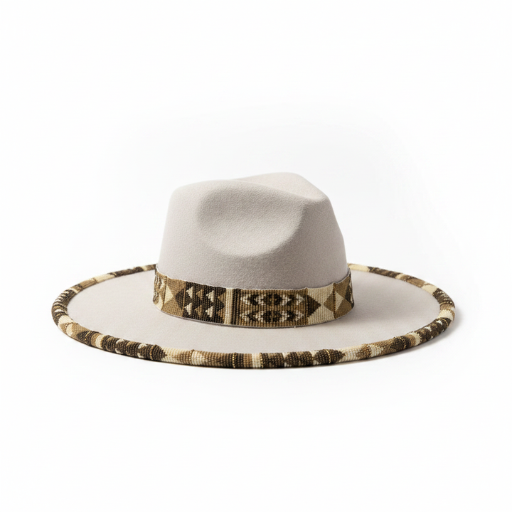 Canyon Drift Hand-Beaded Felt Flat-Brim Hat