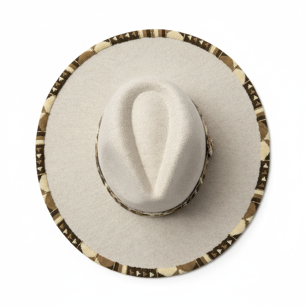 Canyon Drift Hand-Beaded Felt Flat-Brim Hat
