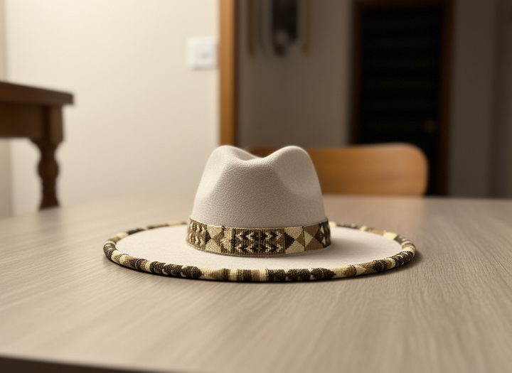 Canyon Drift Hand-Beaded Felt Flat-Brim Hat