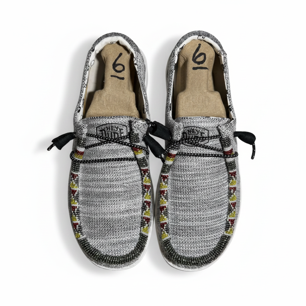 Women’s Hand-Beaded Hey Dude Mesh Yin-Yang Slip-On Shoes, Size 6